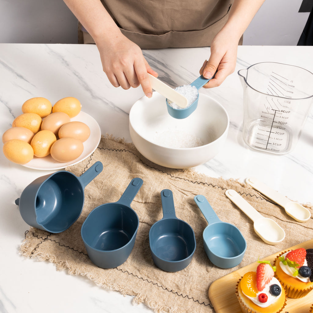 9-Piece Measuring Set Kitchen Tools for Cooking, 7.48" L, Blue