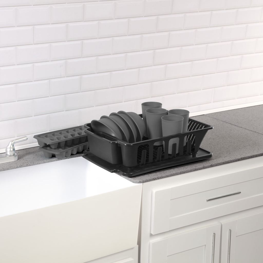 12 Piece Kitchen Set, Includes Sinkset, Bowls, Tumblers, Ice Cube Trays, Black