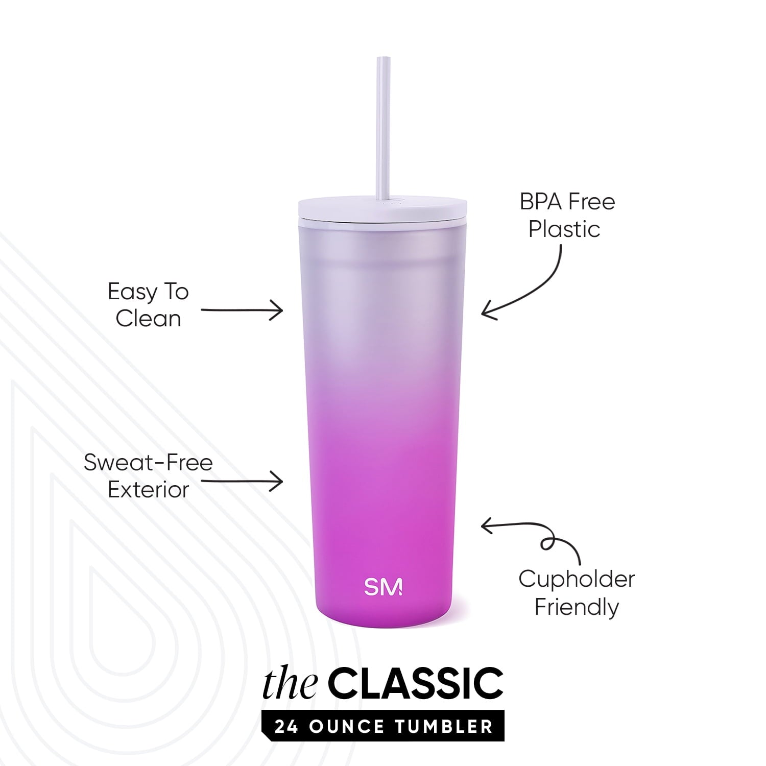 24 fl oz Double Wall Plastic Classic Tumbler with Straw|Opalescent