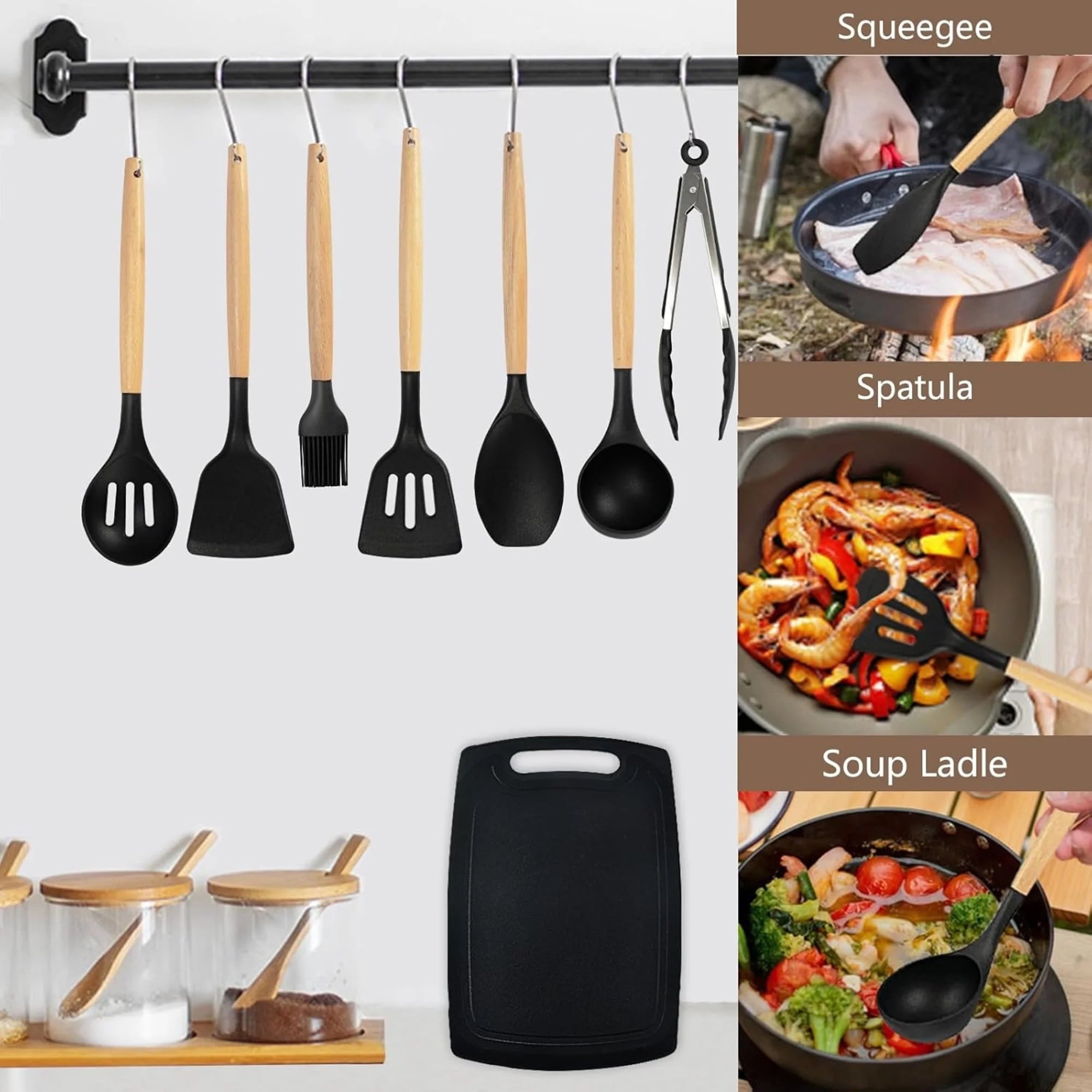 Silicone Cooking Utensils Set, BPA Free Pink Baking Tools Kitchen Knife 19 Pc