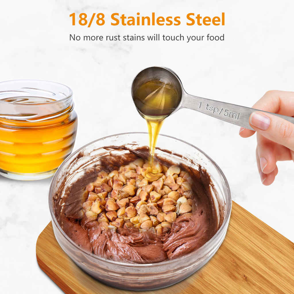 Stainless Steel Measuring Spoons Set of 9 Piece - Accurate Measurement for Cooking and Baking - and Rust-Resistant Kitchen Tools