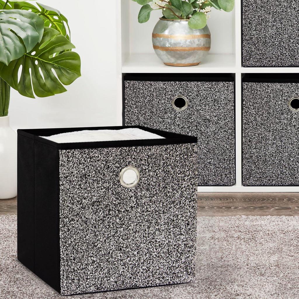 Collapsible Fabric Cube Storage Bin, Rich Black