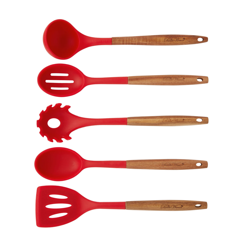 10-Piece Silicone and Acacia Wood Handle Cooking Utensils Set, Blue