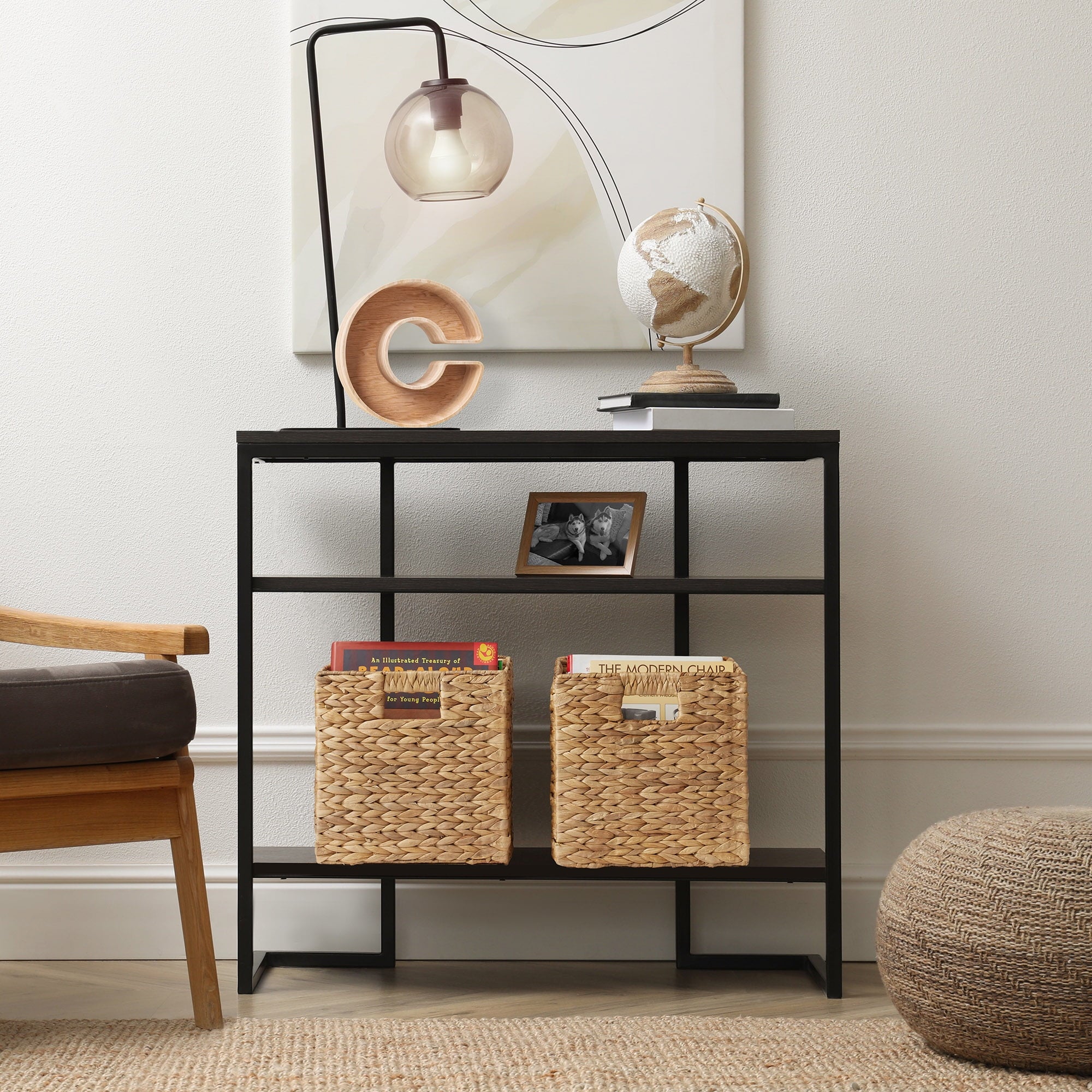 10.5" x 10.5" Water Hyacinth Storage Baskets, Natural - Set of 2 Collapsible Cube Organizers, Woven Bins for Bathroom, Bedroom, Laundry, Pantry, Shelves