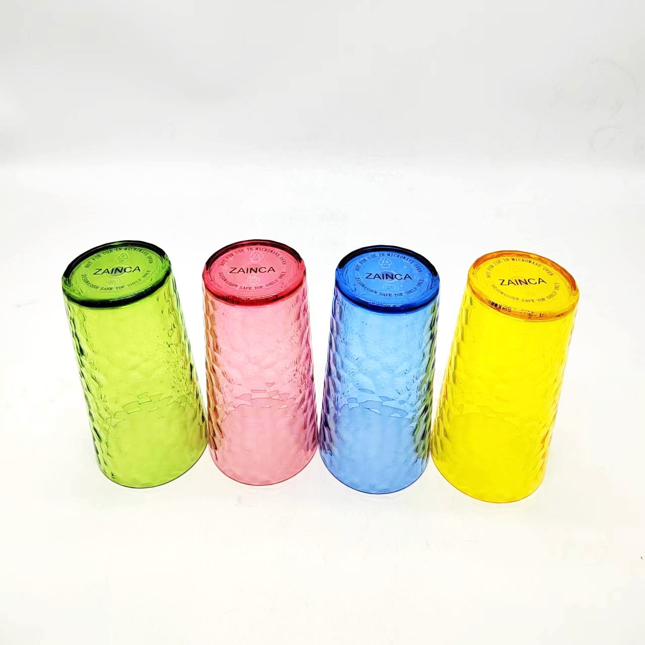 Hammered 24 ounce Plastic Drinking Tumbler Acrylic Glasses, Set of 8 Multicolor