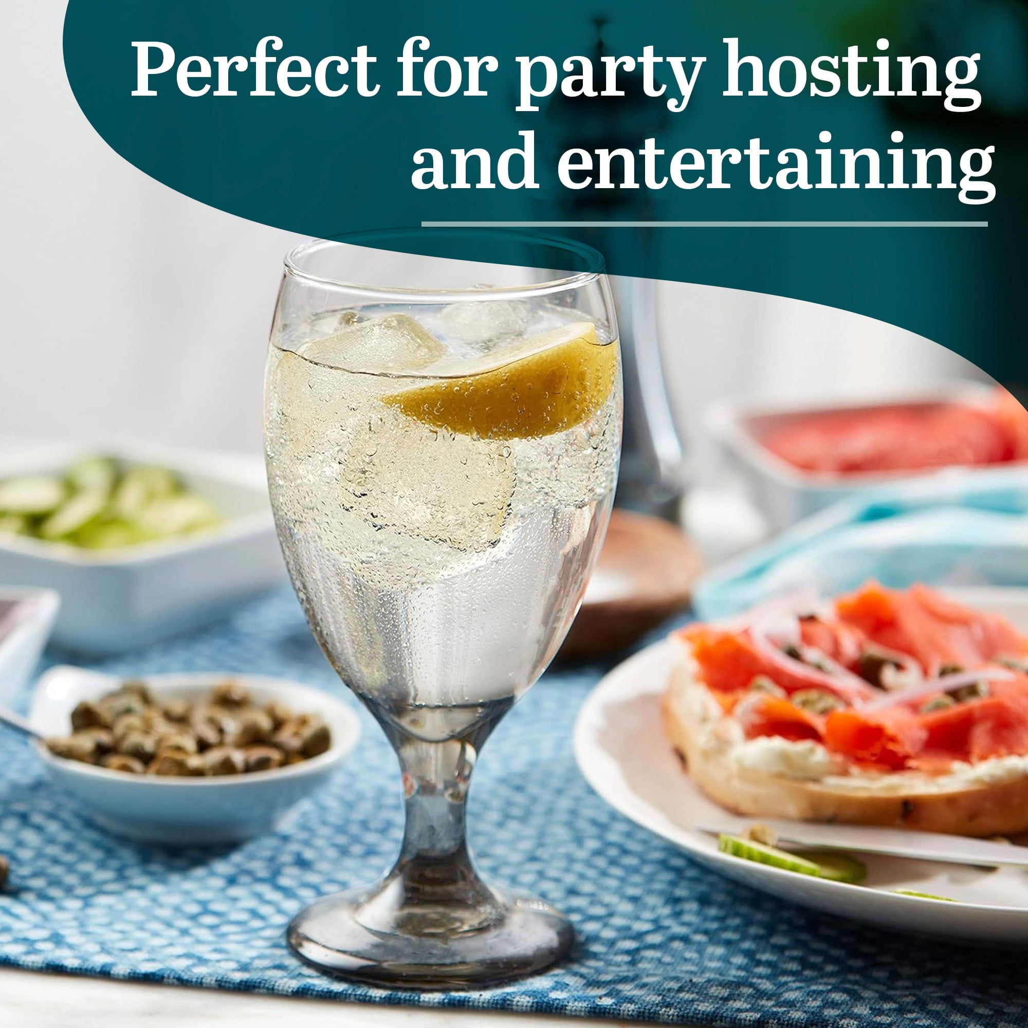 Classic Goblet Party Clear Glass Set of 12, Drinking Goblets for Iced Tea, Sangria, and More, Ideal Goblet Glassware for Parties