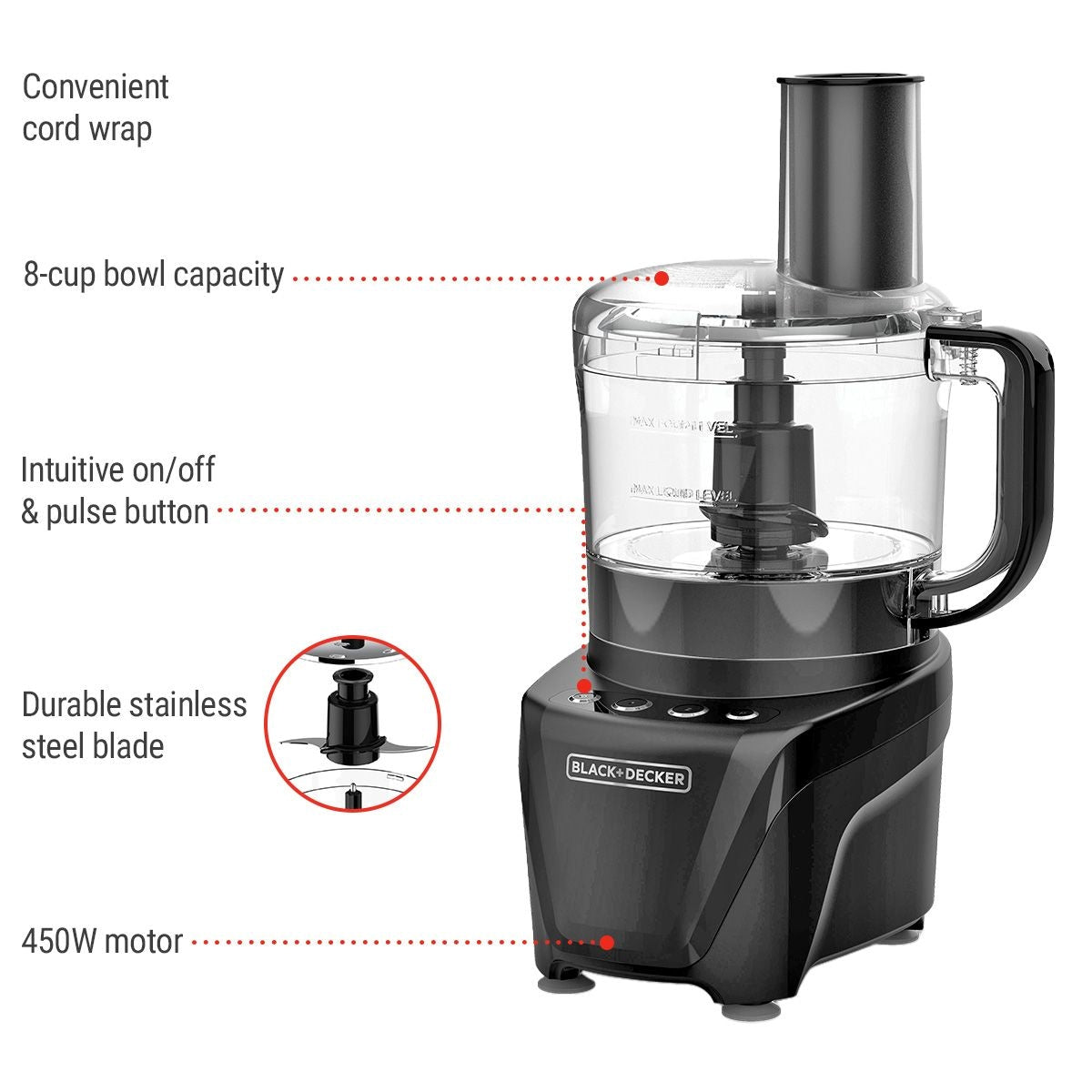 Black N Decker Dishwasher Safe Food Processor, 8-Cup