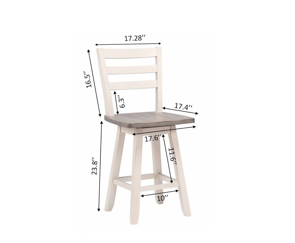Brassex Alice Grey/White Swivel Counter/Bar Stool with Back Rest, 2-pc