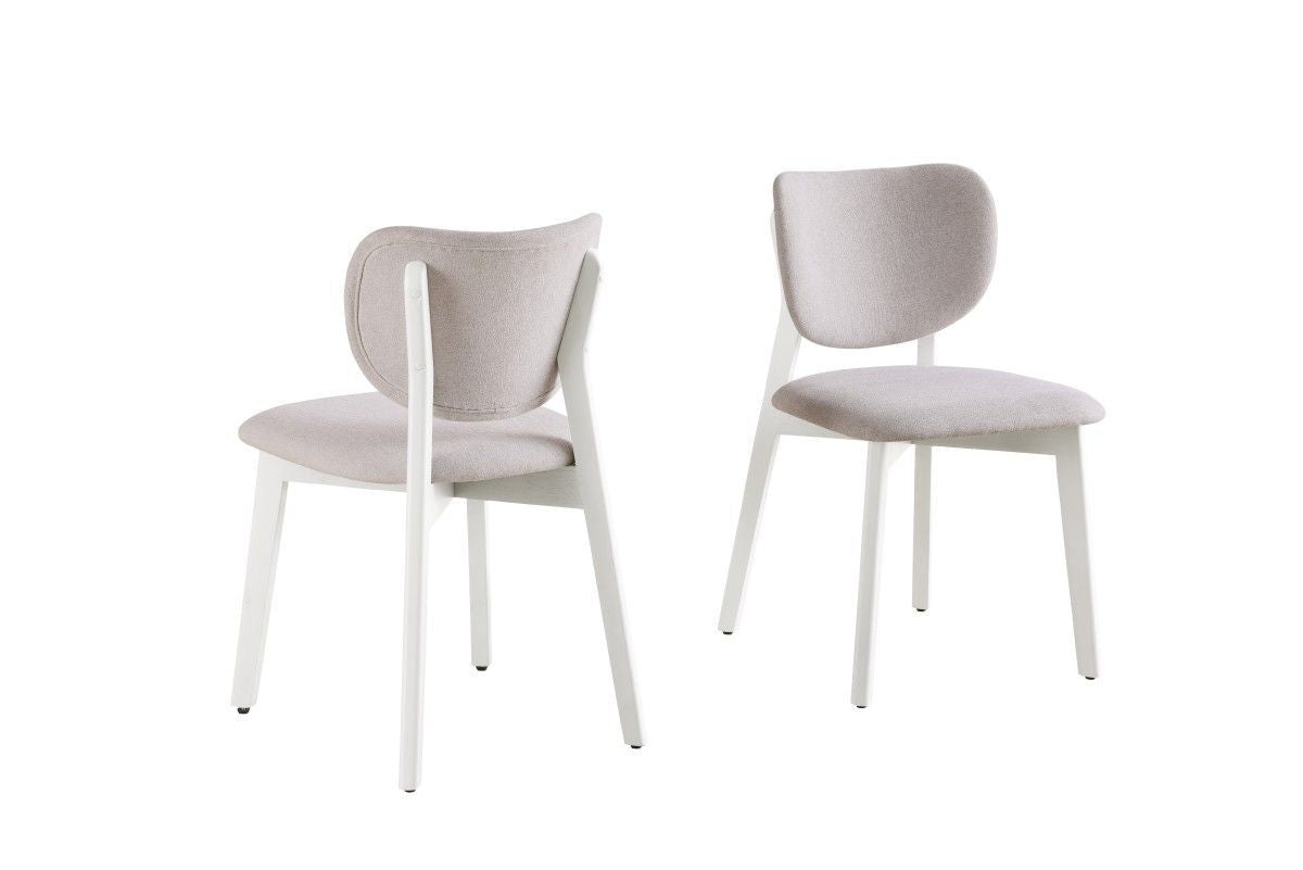 Brassex Dua Cream Fabric Upholstered Dining Chair with Curved Backrest, 2-pc