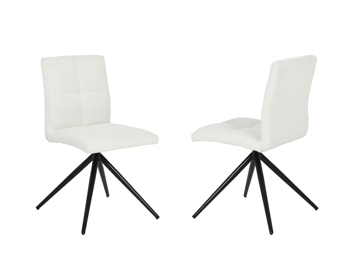 Brassex Ethan White Fabric Upholstered Armless Dining Chair, 2-pc