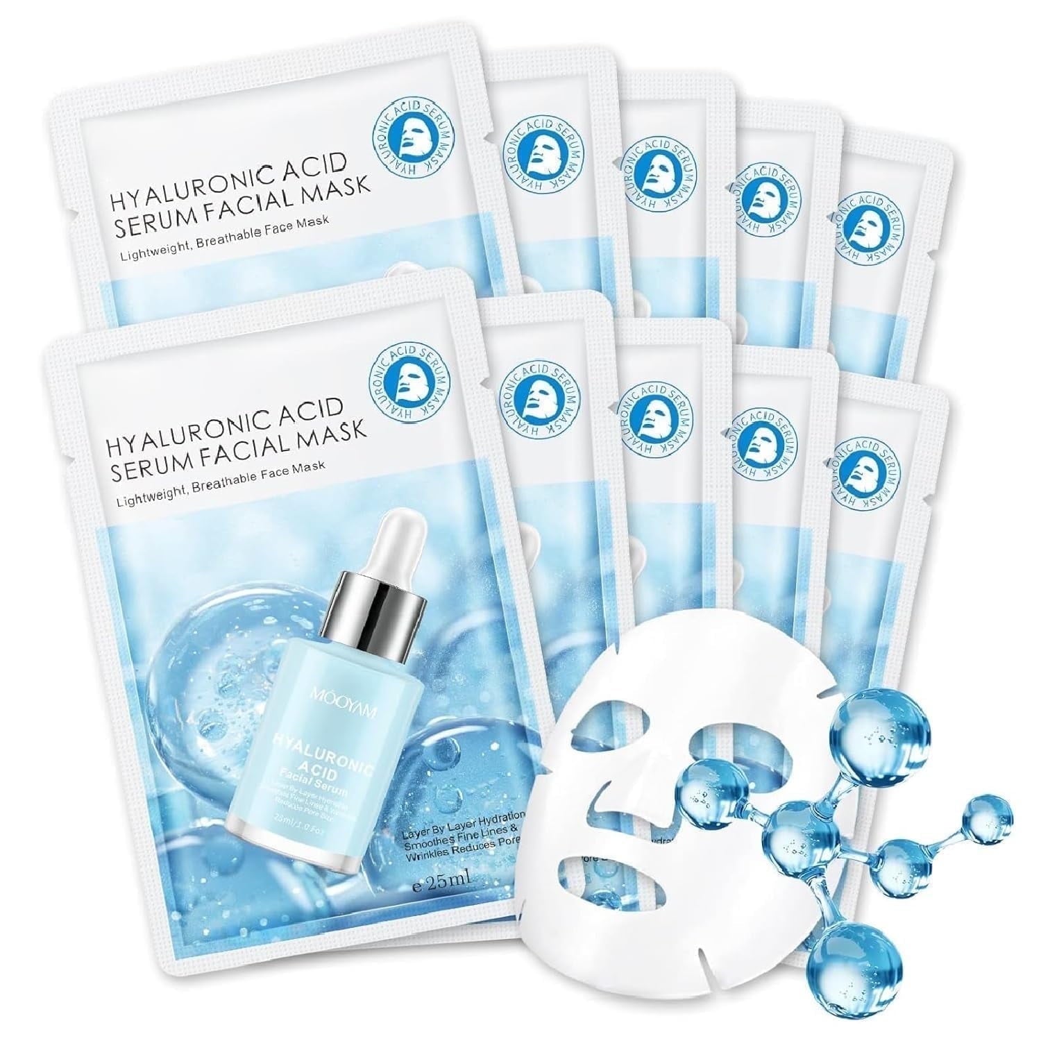 11 Pack Fruit Moisturizing Facial Mask Sheet, Rich in Fruit Essence Face Mask to Brighten and Hydrate Dull Skin