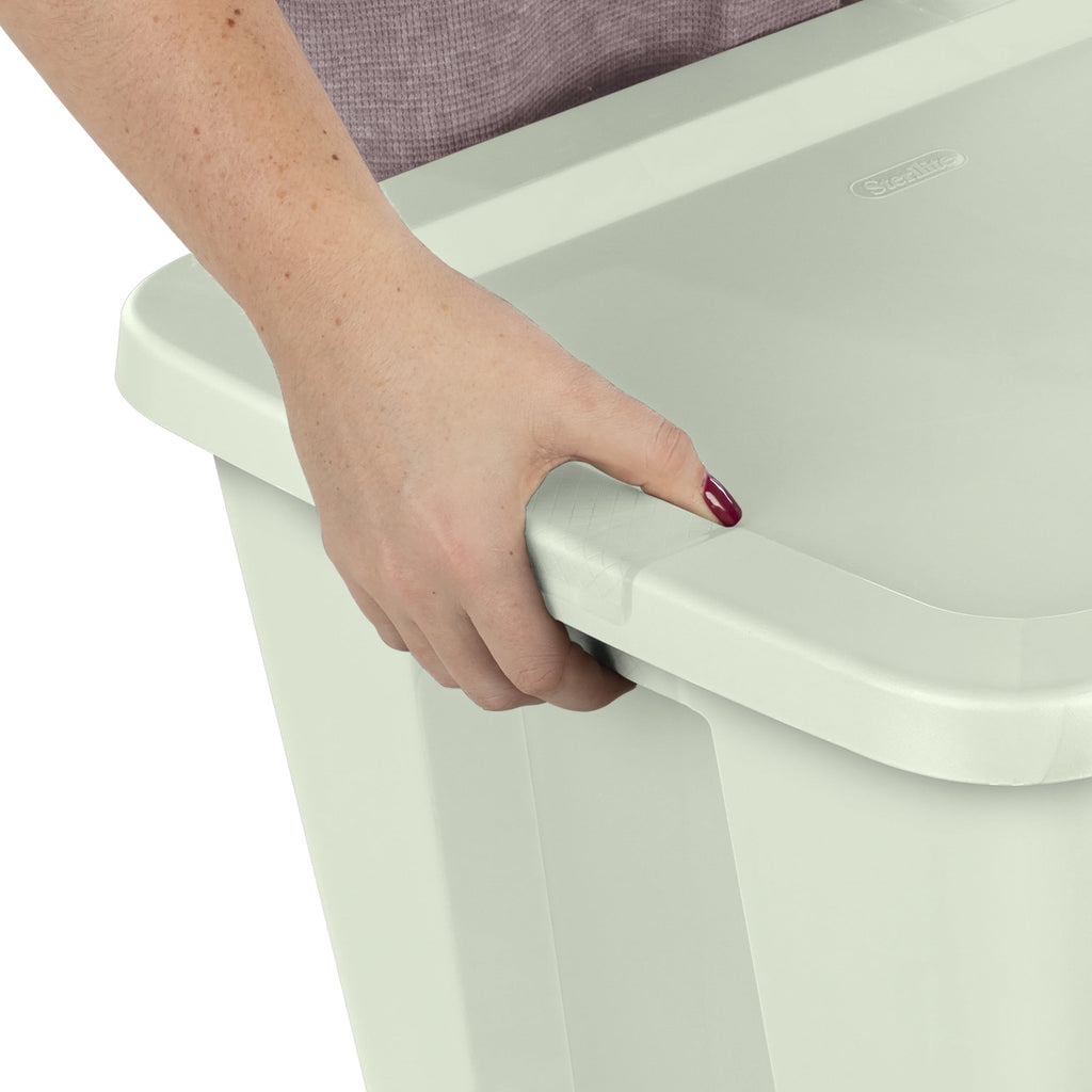 18 Gallon Tote, Plastic Storage Bin with Snap-on Lid, Light Green
