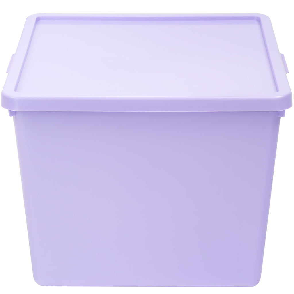 Kids Large Tinted Clear Plastic Stacking Storage Bin with Lid, Grey, 12 in x 12.4 in x 9.4 in