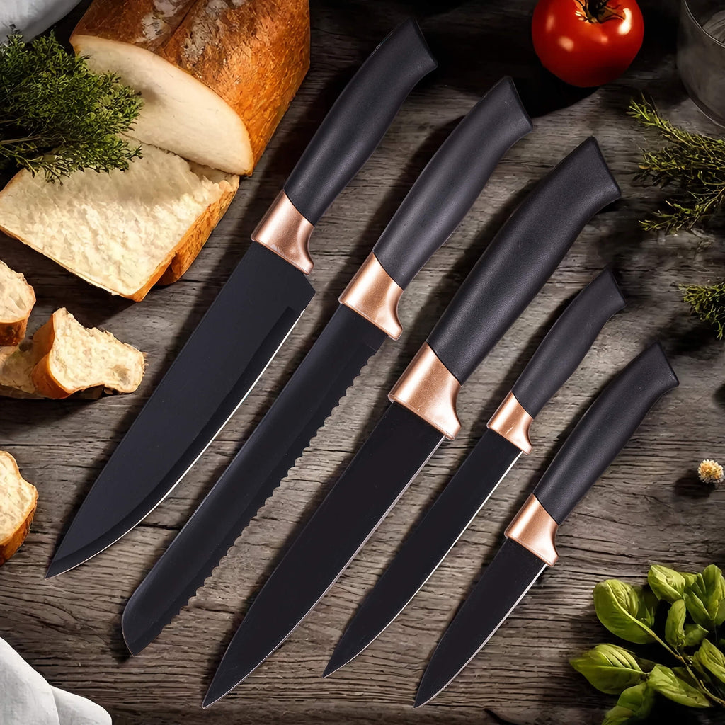 19-Piece Silicone Kitchen Utensil &amp; Knife Set - Heat-Resistant Cooking Tools Non-Stick Safe Gift for Mom or Women Black