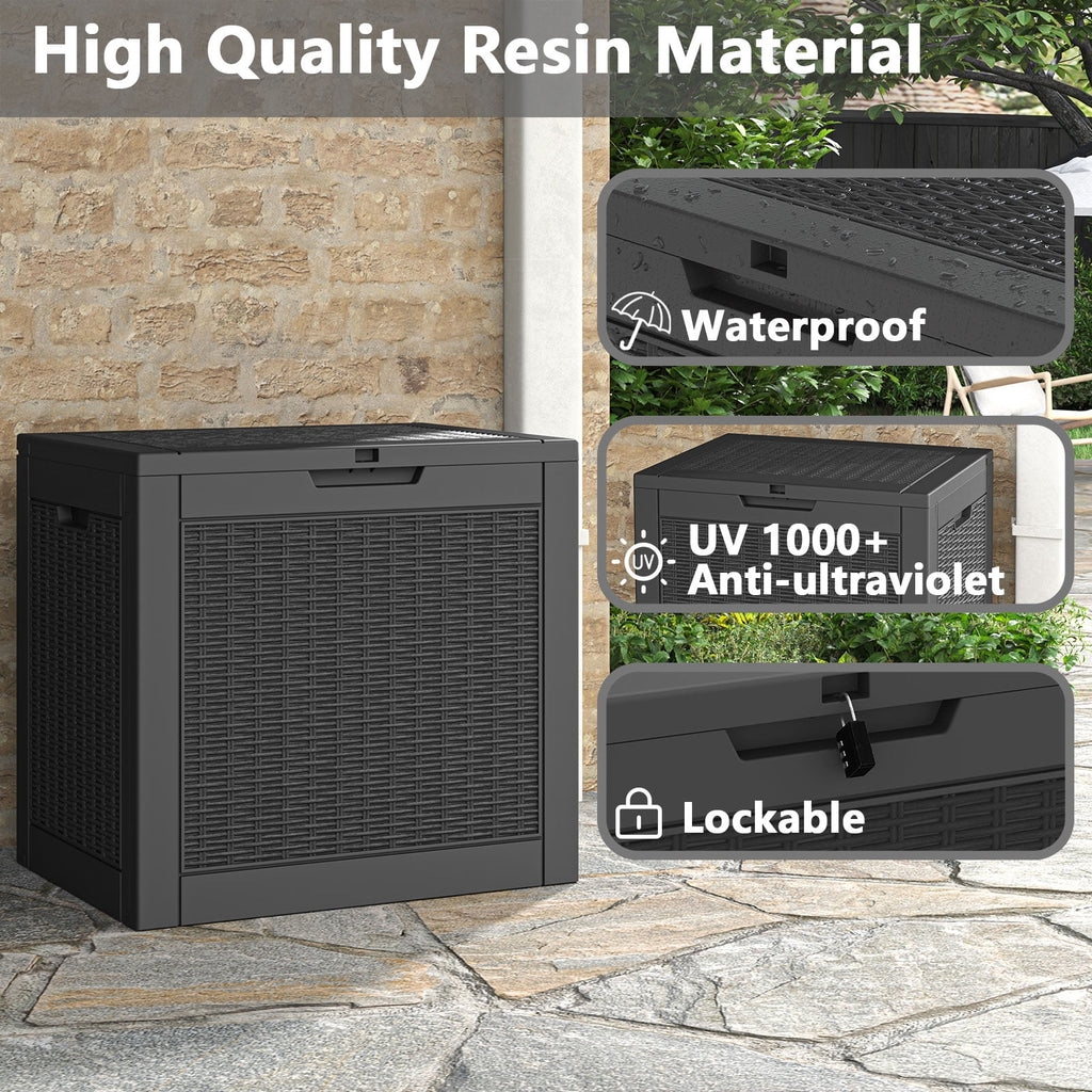 31 Gallon Deck Box, Resin Outdoor Storage Box, and Storage Deck Box for Garden Tools, Supplies, Toys