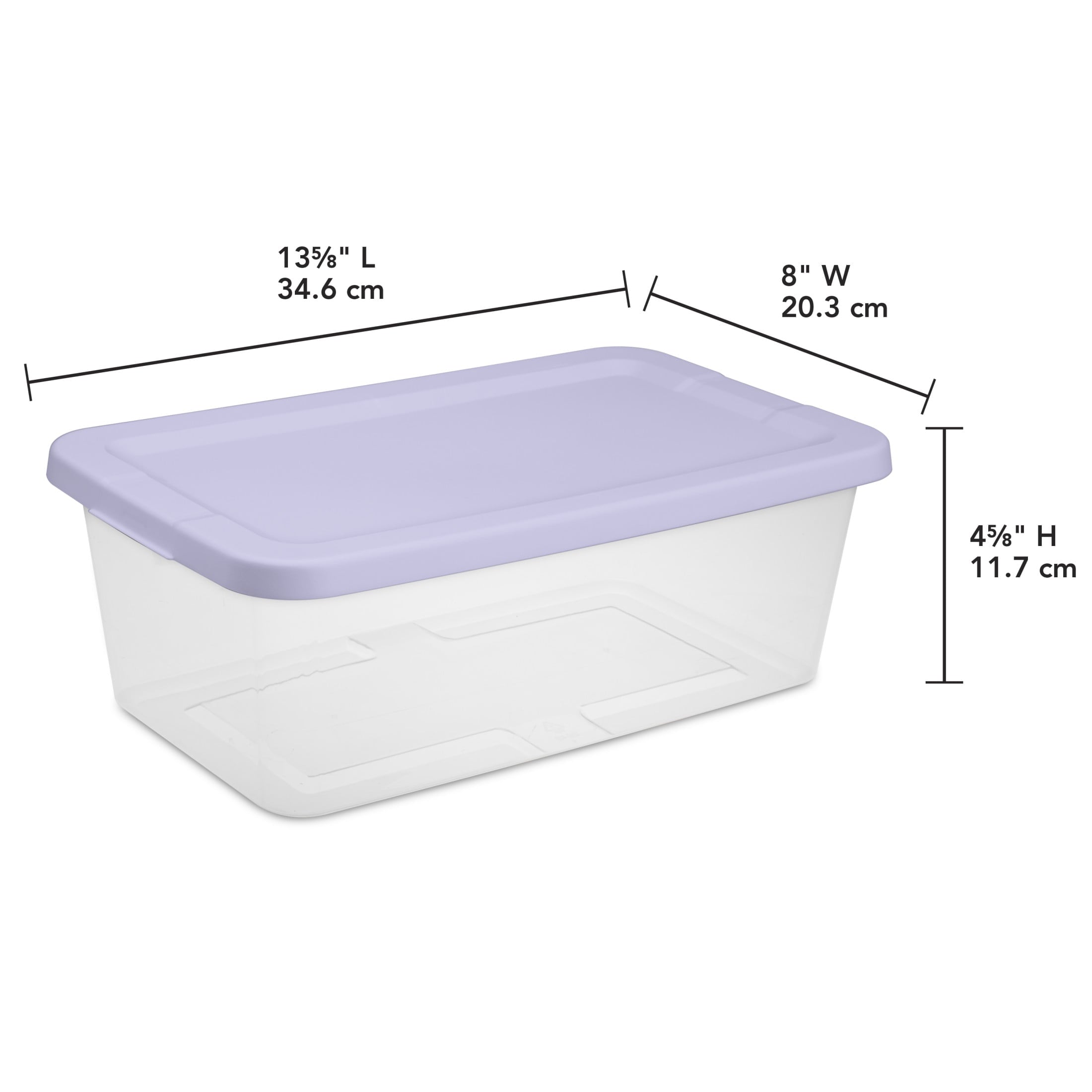 Set of (10) 6 Quart Small Storage Bins, Clear Plastic Storage Containers with Snap-on Lids, White