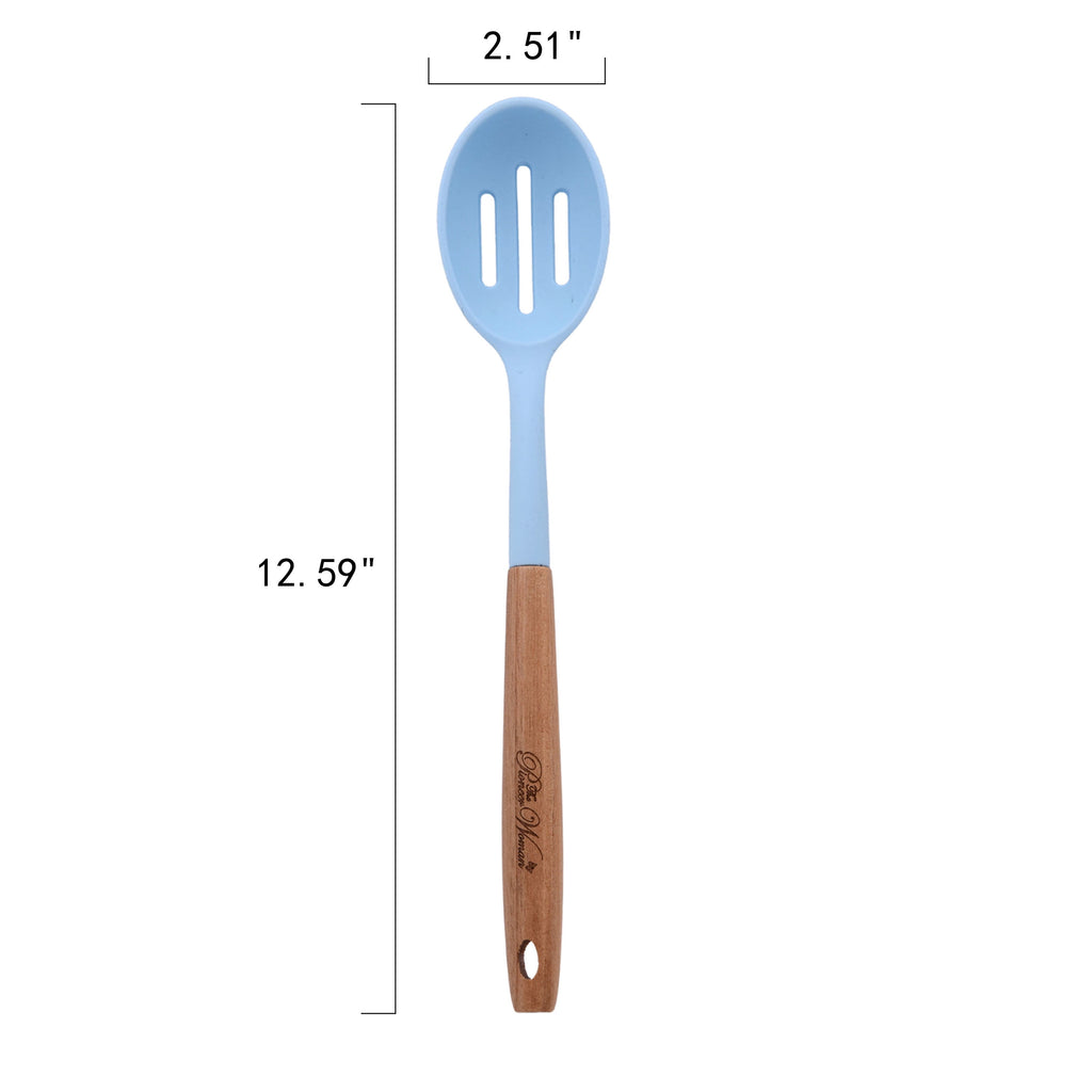10-Piece Silicone and Acacia Wood Handle Cooking Utensils Set, Blue