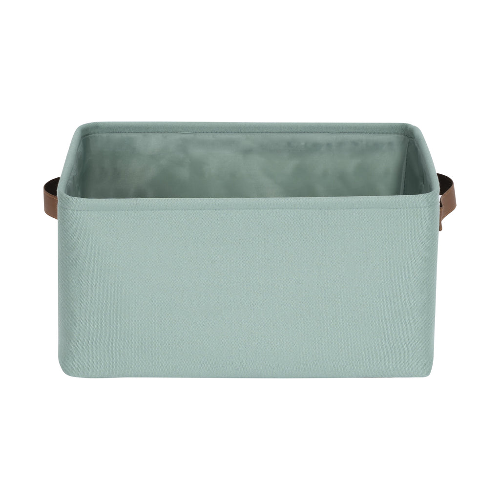 Natural Canvas Fabric Decorative Storage Basket with Handles, 15 in x 8 in x 11 in