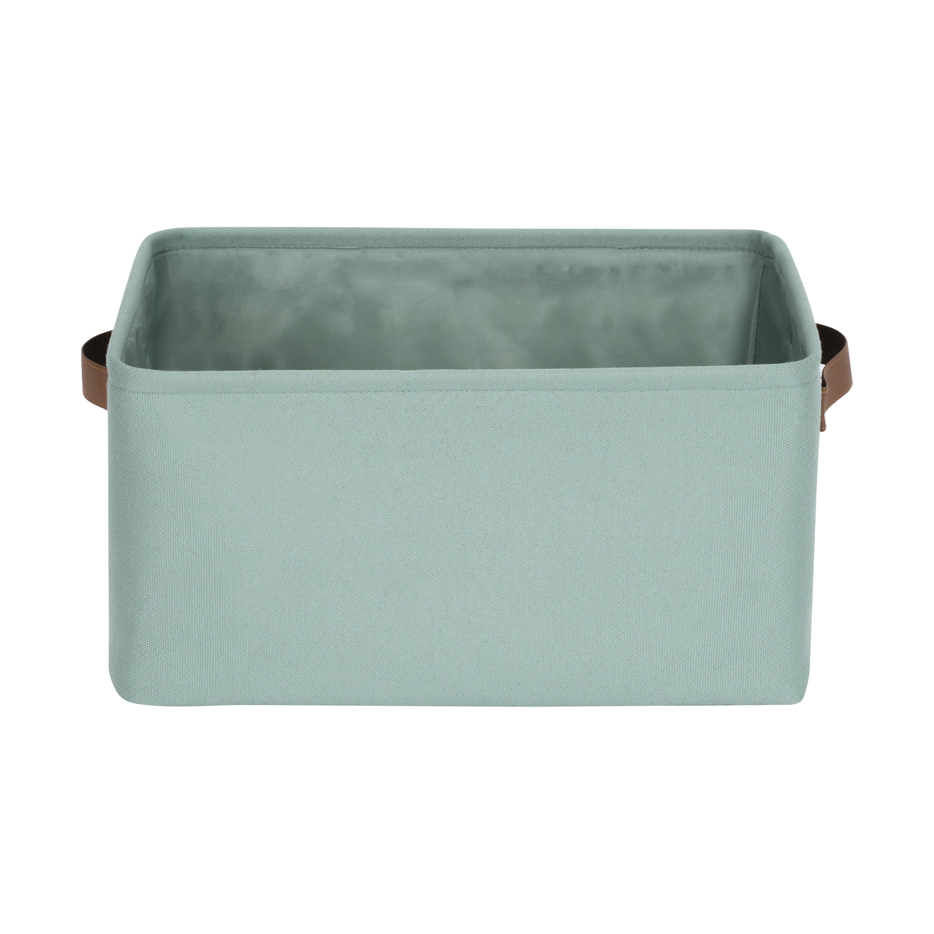 Natural Canvas Fabric Decorative Storage Basket with Handles, 15 in x 8 in x 11 in