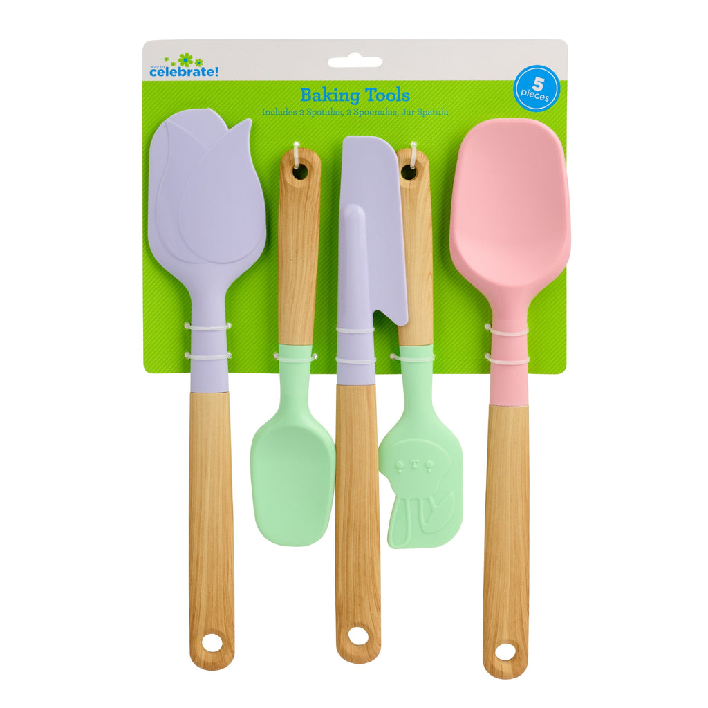 Way To Celebrate 5-Piece Baking Tools. Purple, Pink and Green