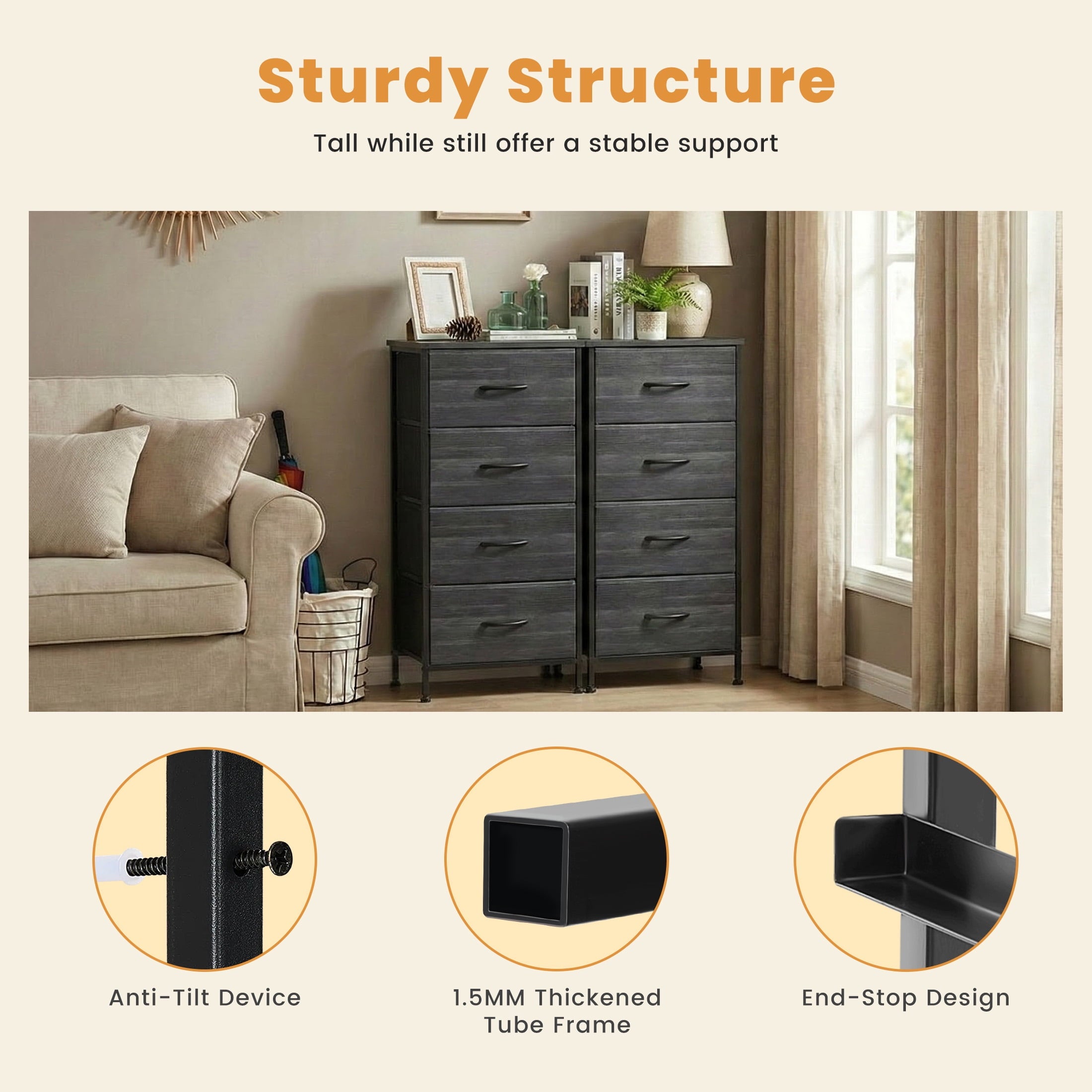 9 Drawers Fabric Dresser for Bedroom, Drawer Organizer Storage Cabinet for Closet, Clothes, TV Stand, Light Gary