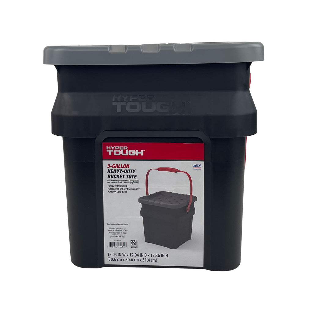 5 Gallon Heavy Duty Plastic Material Bucket Tote, Black, Adult