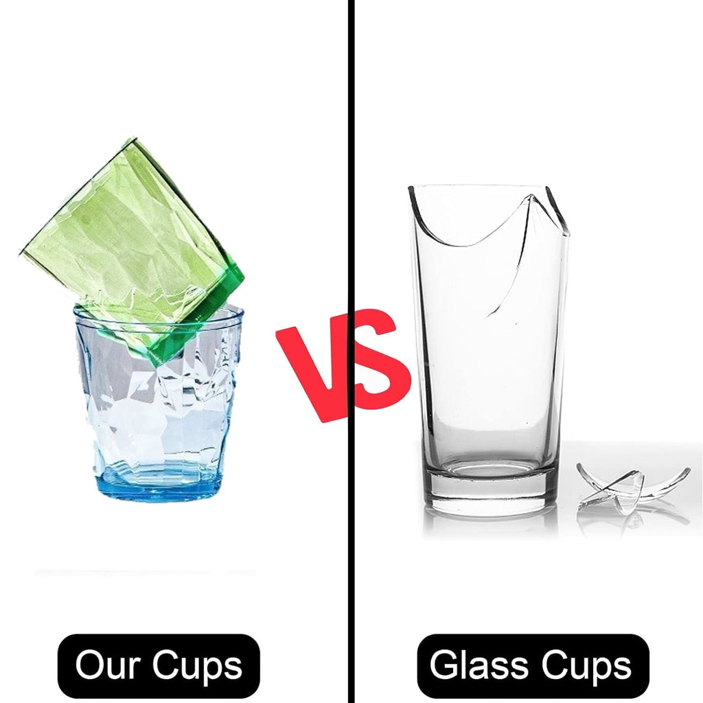 Unbreakable Tritan Drinking Glasses Shatterproof Acrylic Glasses Drinkware BPA Free Hard Plastic Cups Kitchen Water Glasses Drinking Set of 6 (Grey, Transparent, Amber)
