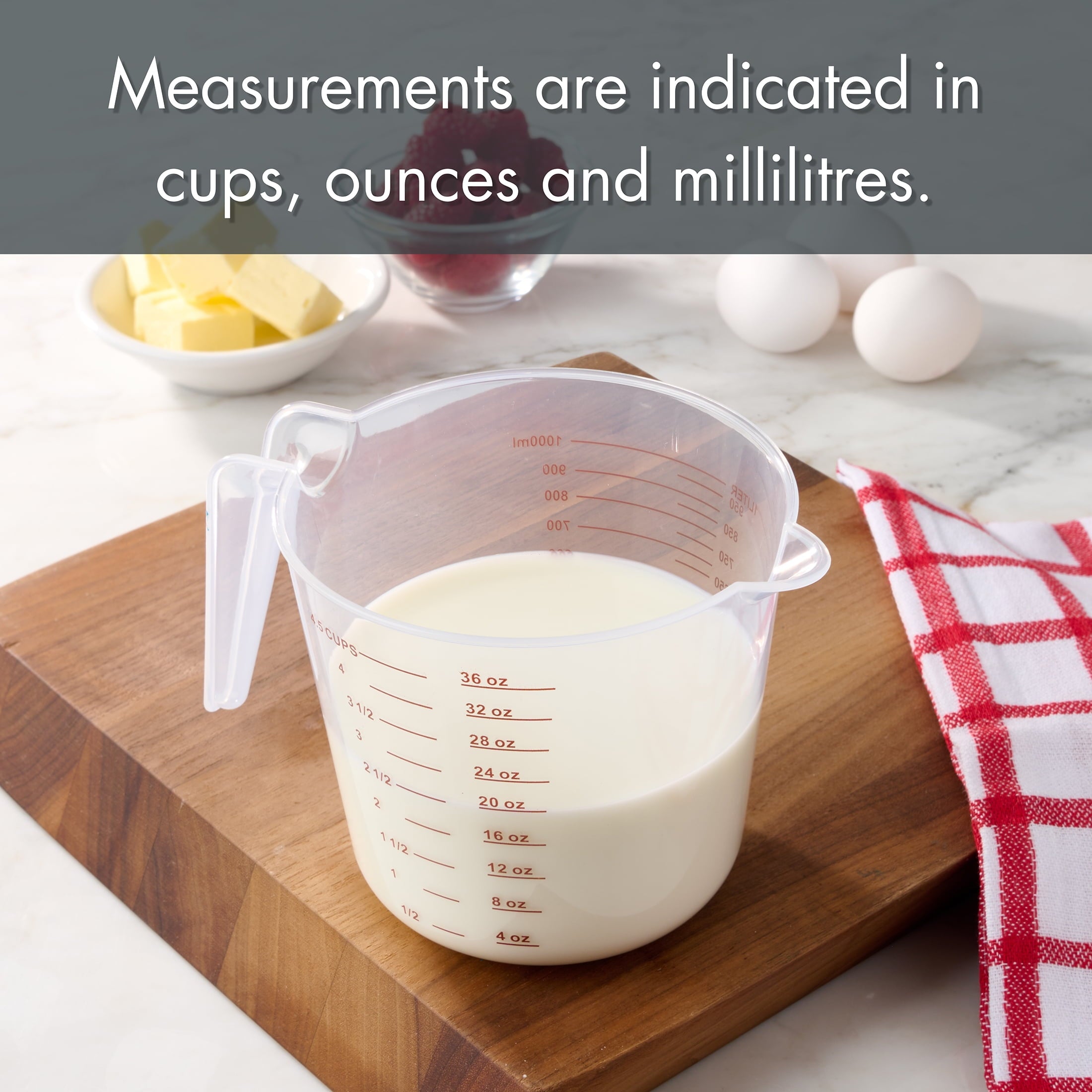 3-Piece Tapered Spout Nesting Plastic Measuring Cups Set, Clear