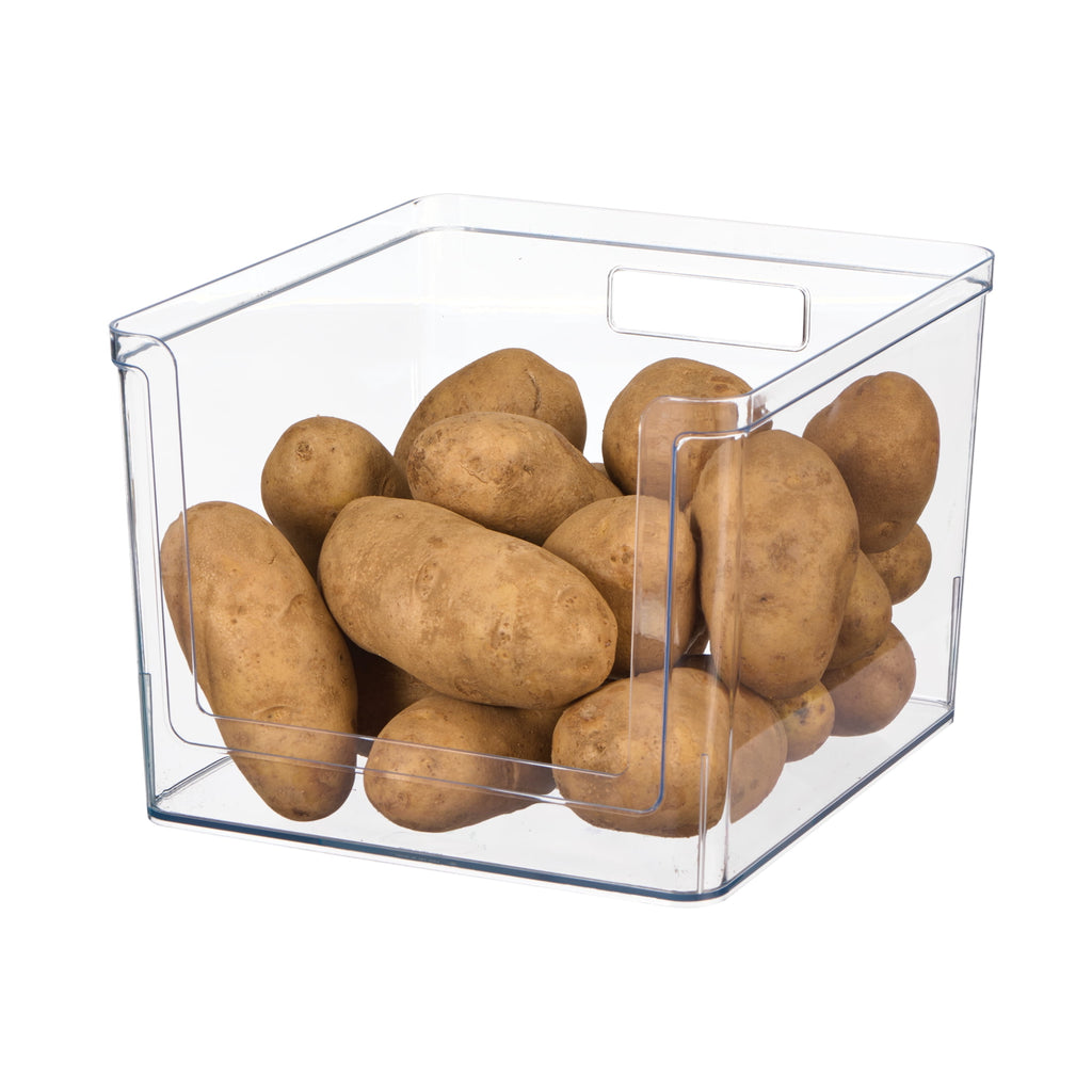 Deep Open-Front Pantry Organizer Bin, Clear Plastic, 12” x 10.5” x 8.0”