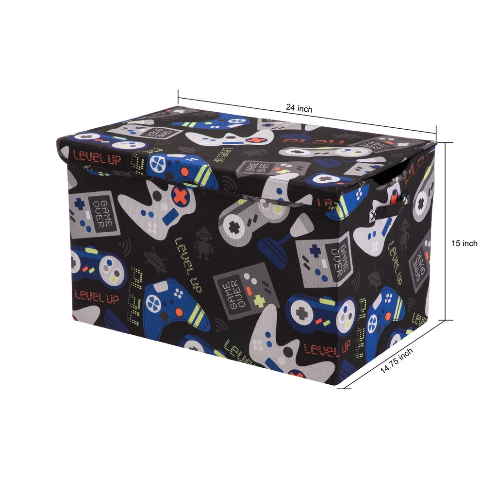 Kids Butterfly Pattern Collapsible Toy Storage Trunk, 24 in x 14.8 in x 15 in