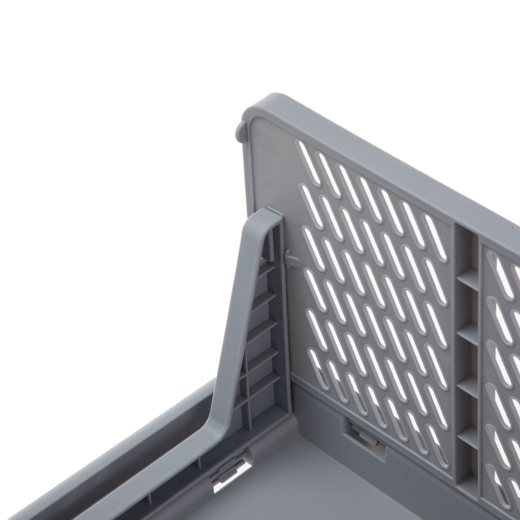 Kids Collapsible Stacking Plastic Storage Bin, Grey, 13 in x 17 in x 1.3 in