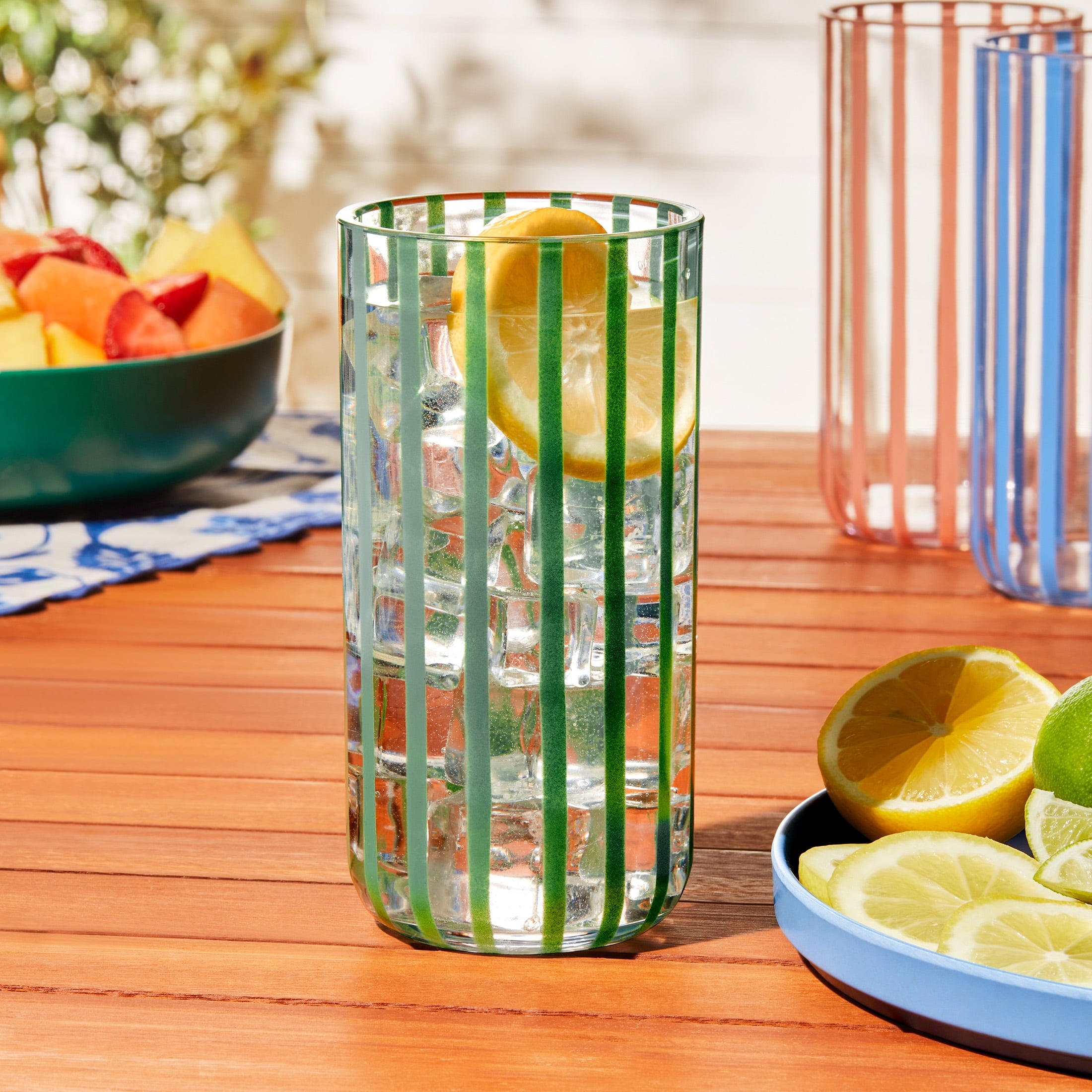 by Becky G. &amp; Alejandra 18-Ounce Tall Acrylic Stripe Line Tumbler, Blue