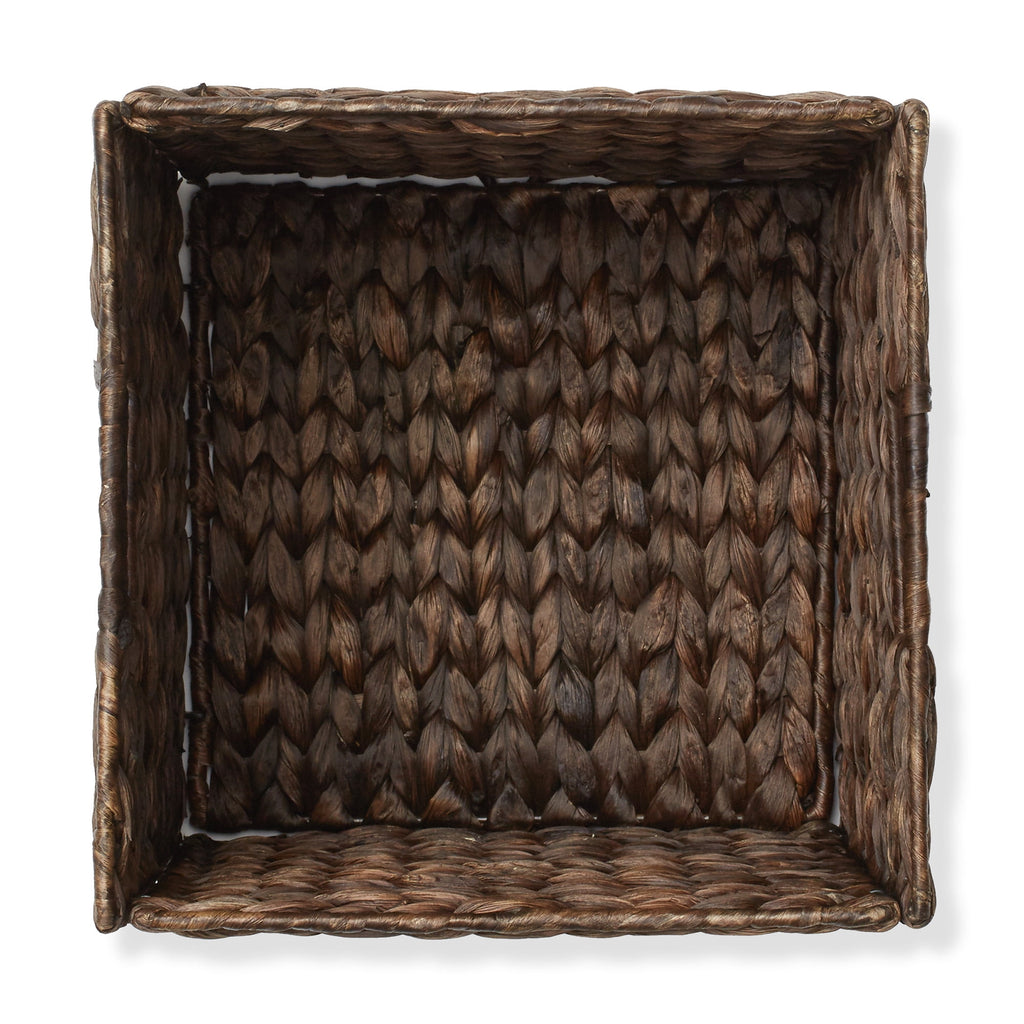 10.5" x 10.5" Water Hyacinth Storage Baskets, Natural - Set of 2 Collapsible Cube Organizers, Woven Bins for Bathroom, Bedroom, Laundry, Pantry, Shelves