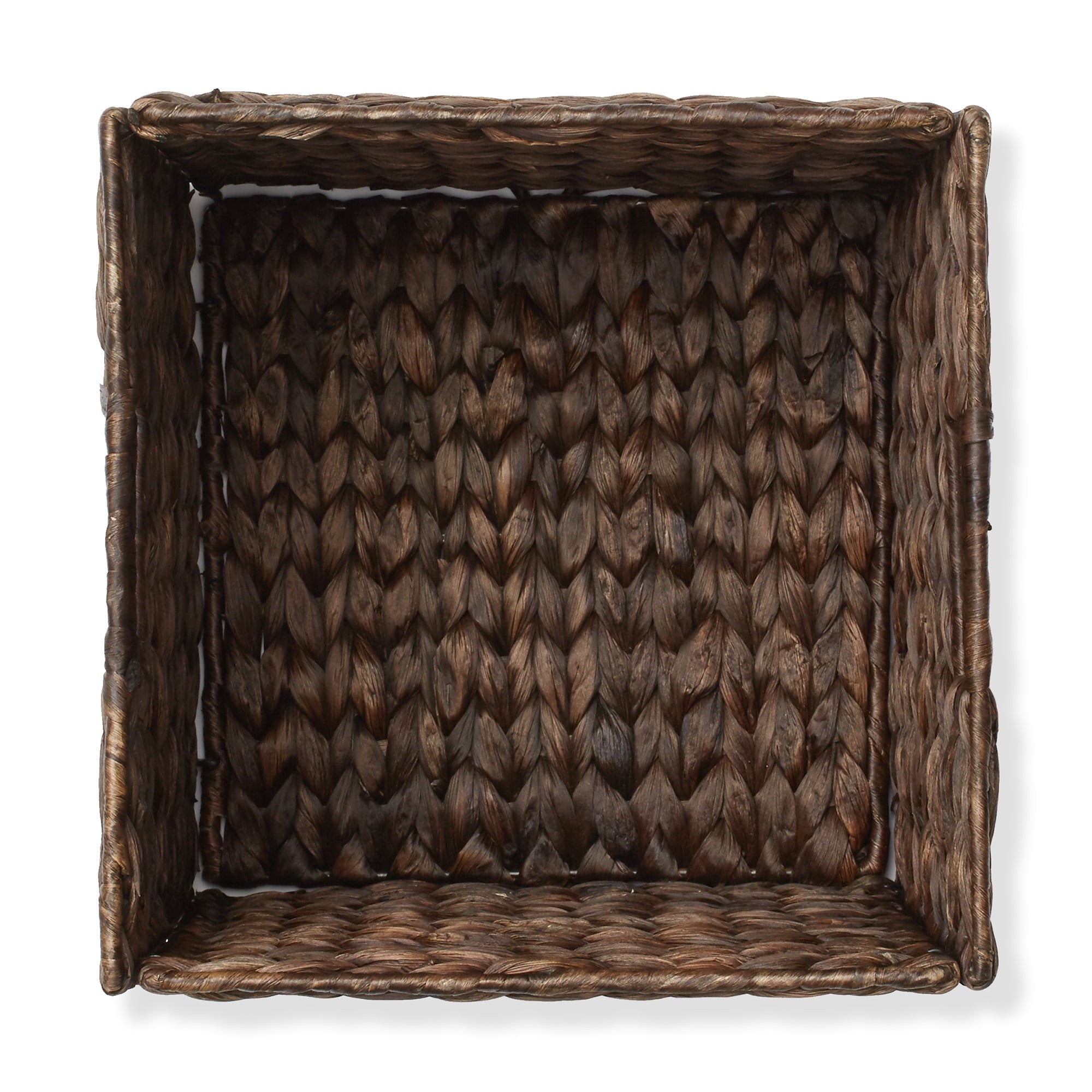 10.5" x 10.5" Water Hyacinth Storage Baskets, Natural - Set of 2 Collapsible Cube Organizers, Woven Bins for Bathroom, Bedroom, Laundry, Pantry, Shelves