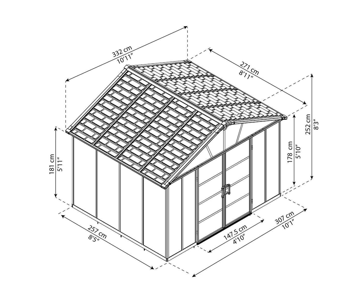 CANOPIA Multi-Function Polycarbonate Yukon Shed, 11x9-ft