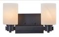 Canvas Cambray 2-Light Alabaster Shade Vanity Light, Black