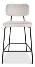 Canvas Kase Upholstered Counter Stool with Back Rest, Off-white/Light Grey