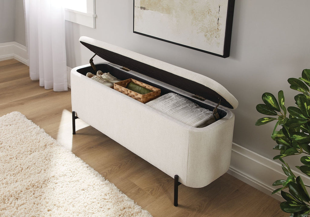 Canvas Picton Storage Bench, White