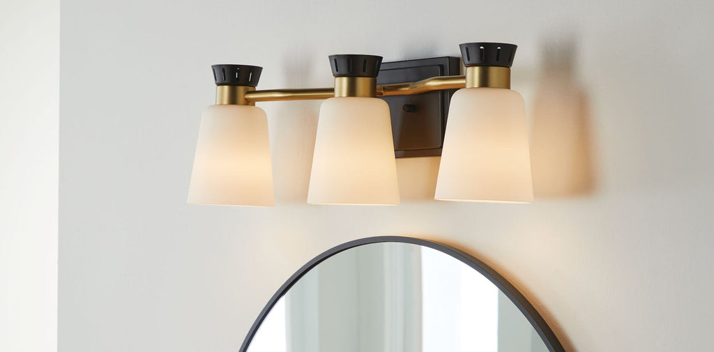 Canvas Springwater 3-Light Vanity with Opal Glass, Black