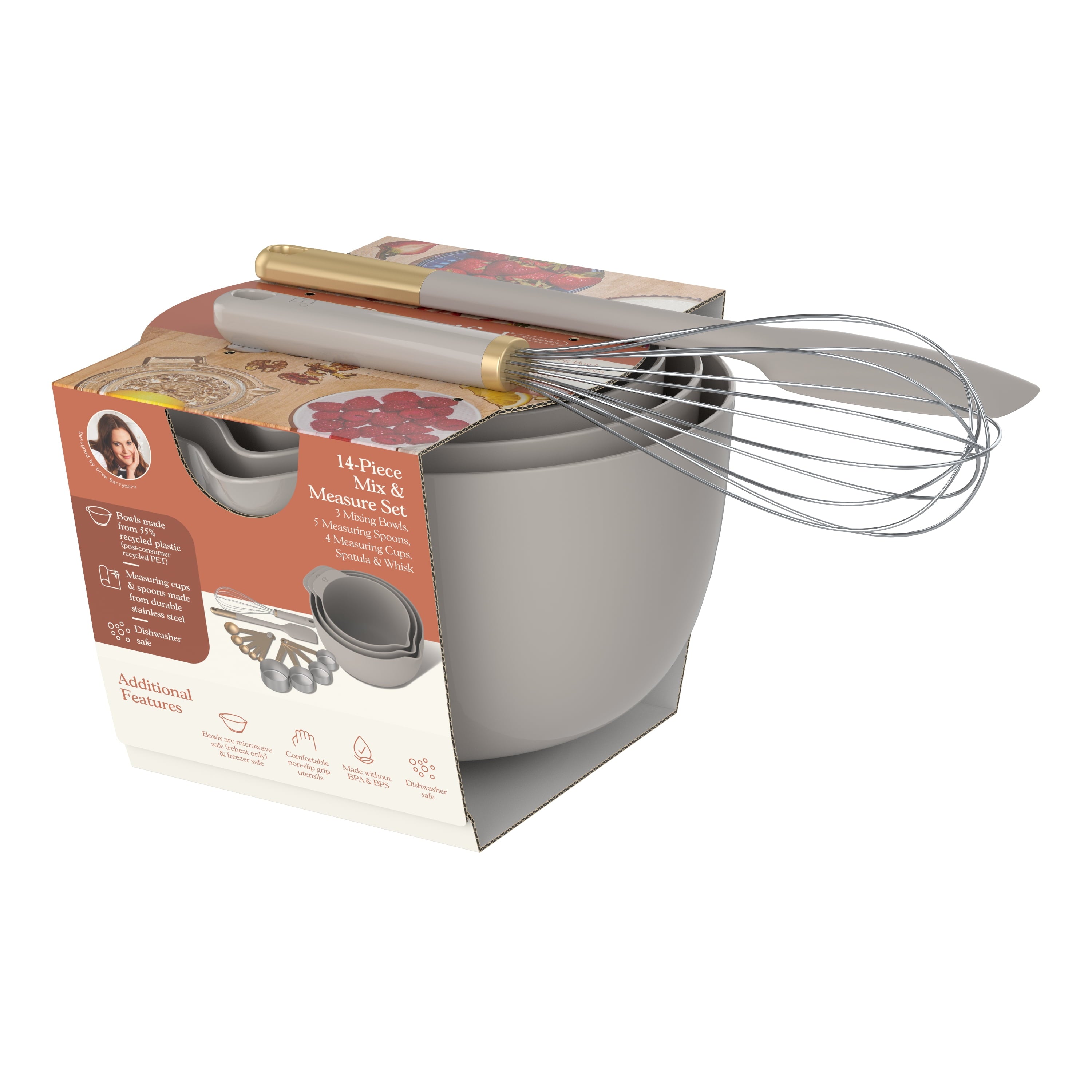 14-Piece Mix &amp; Measure Set, Porcini Taupe by Drew Barrymore
