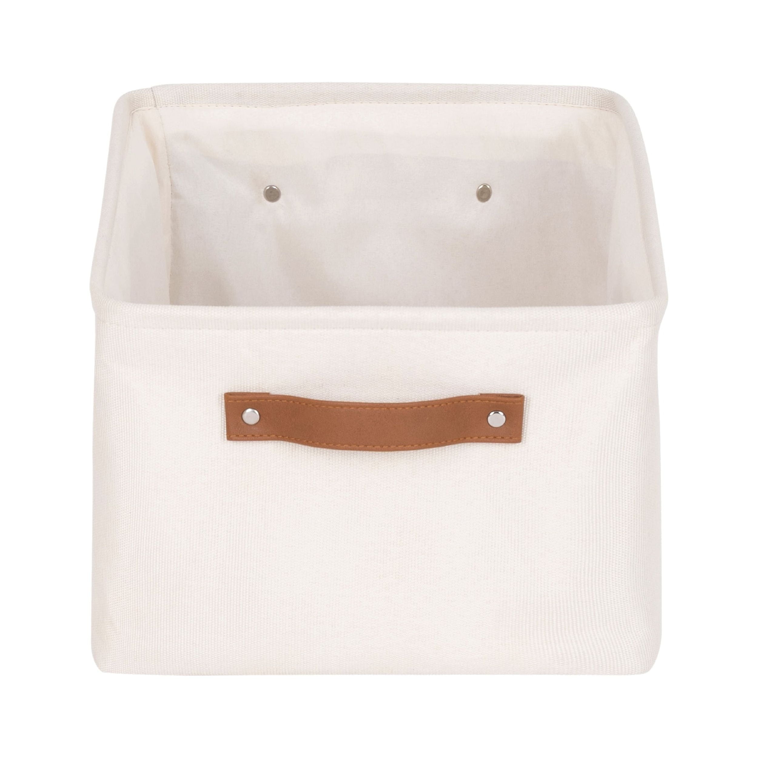 Natural Canvas Fabric Decorative Storage Basket with Handles, 15 in x 8 in x 11 in