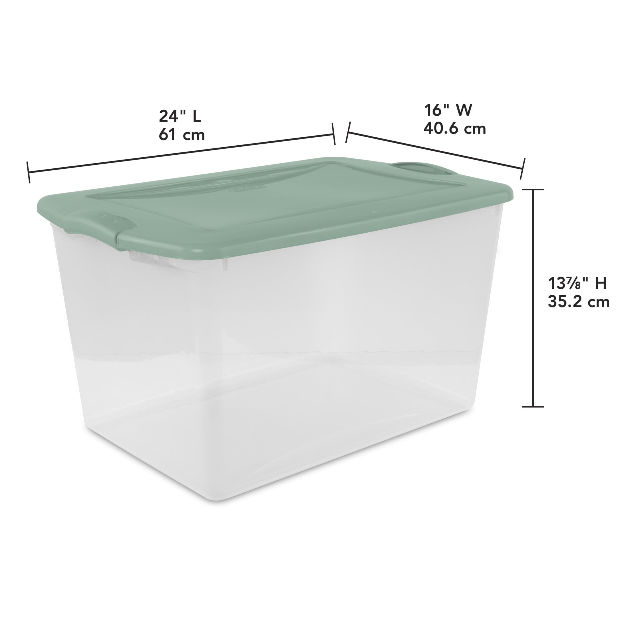 66 Quart Large Latching Storage Bin, Clear Plastic Storage Container with Latch Lid, Blue