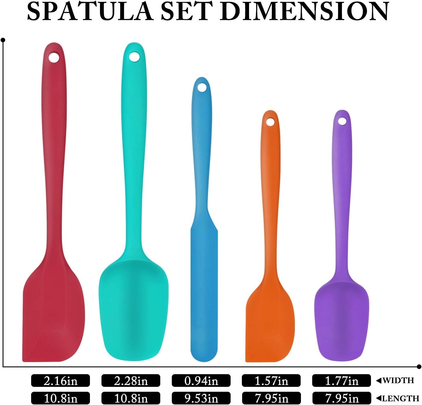 Food Grade Silicone Rubber Spatula Set, 5 Pcs Kitchen Cooking Baking Mixing Utensil Sets, High Non Stick Dishwasher- Khaki