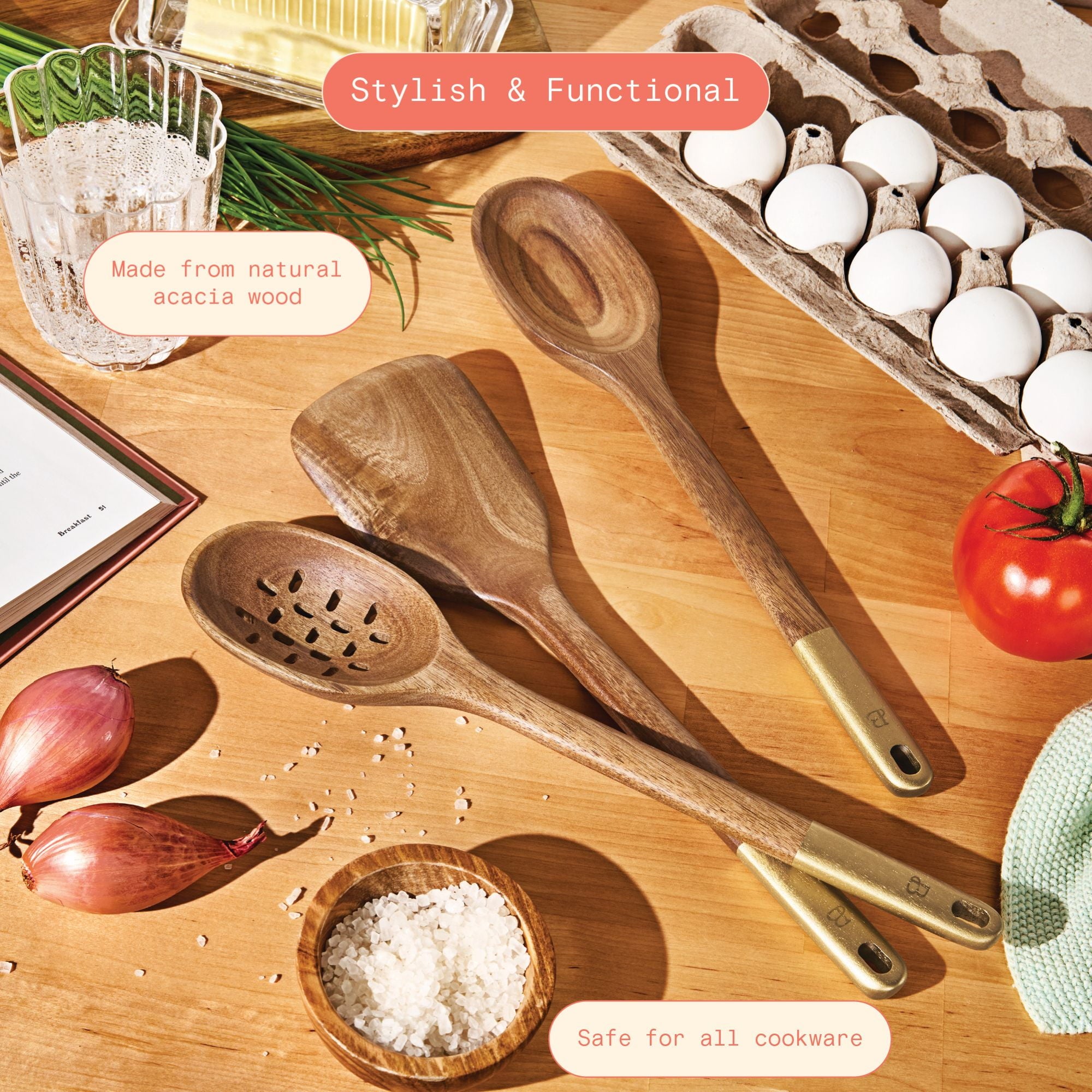 3-Piece Wood Kitchen Utensil Set by Drew Barrymore