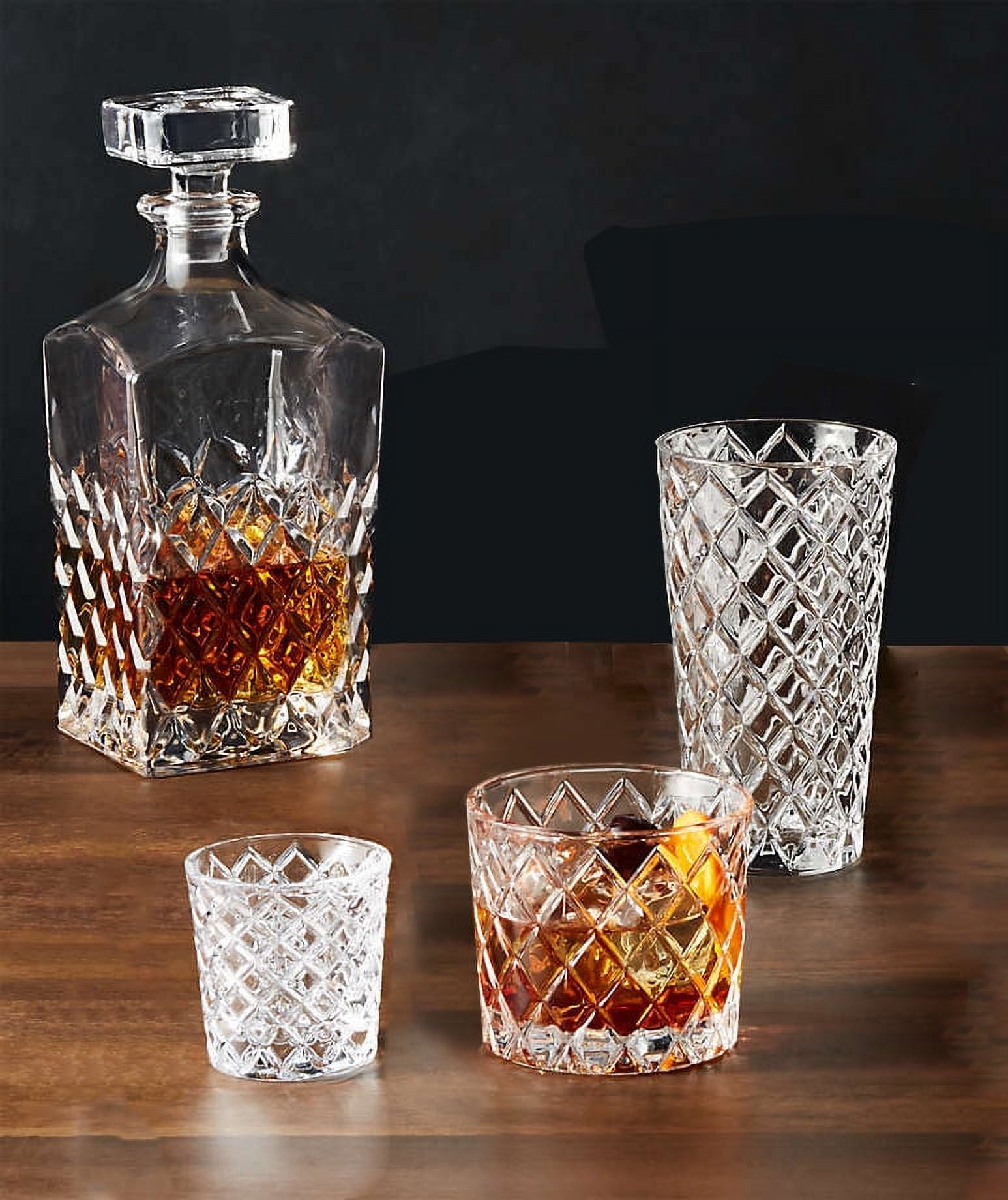 Better Homes &amp; Gardens Diamond Cut Tumbler Clear Drinking Glass, 8 Pack