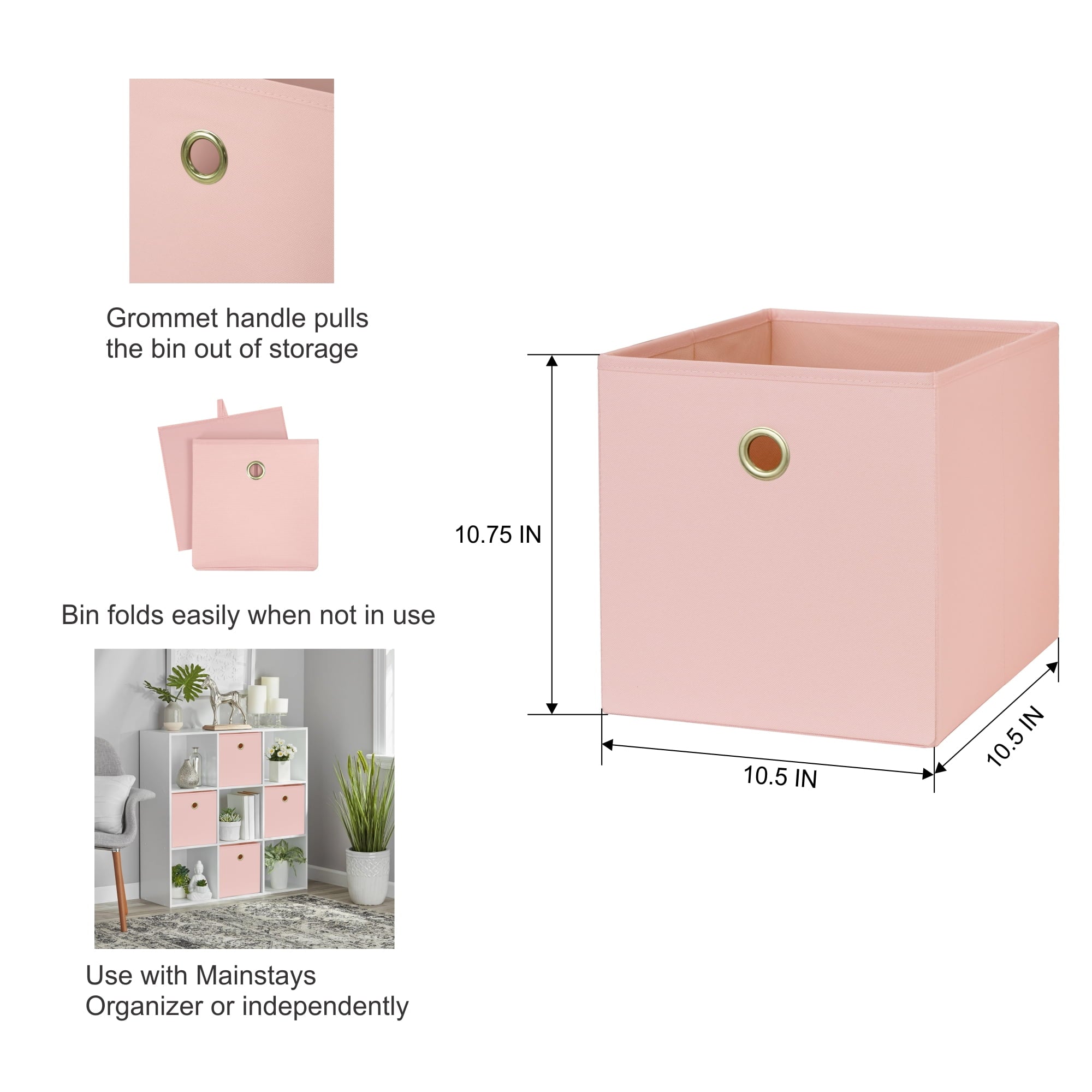 Collapsible Fabric Cube Storage Bins (10.5" x 10.5"), Blue Cove, 4 Pack