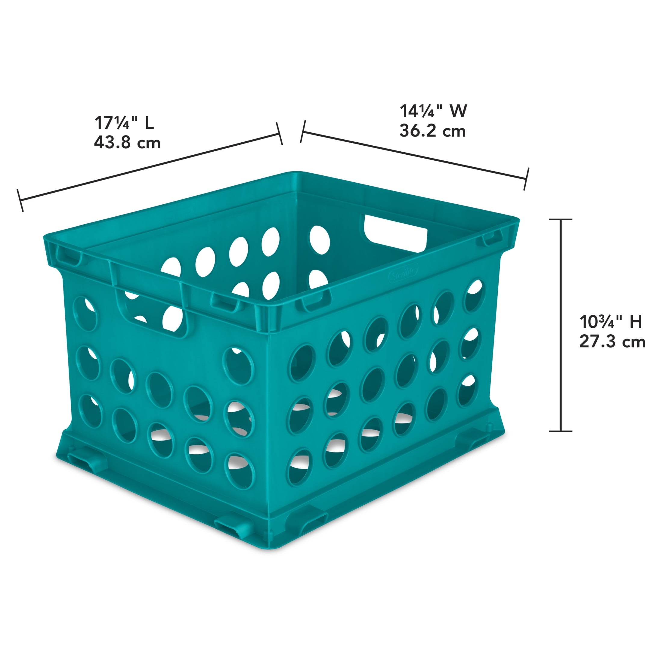 File Crate, Versatile Plastic Bin with Handles, Letter or Legal File Storage, Black, Standard Size