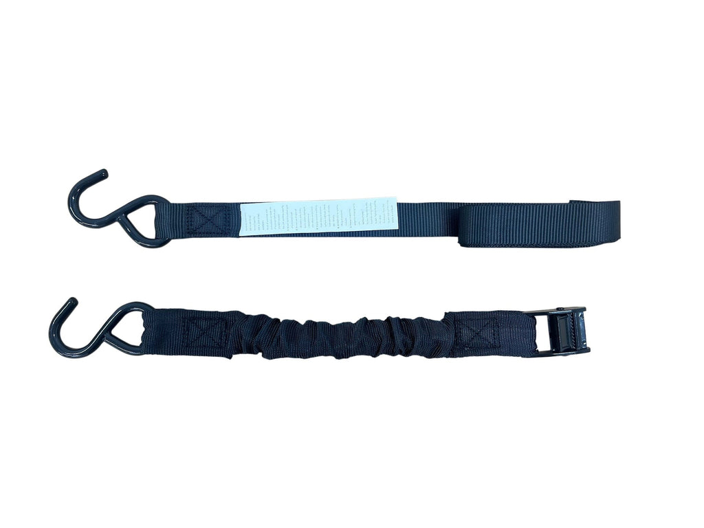 Certified Bungee Cam-Buckle Tie-Down, 600-lb Break Strength, Black, 8-ft, 2-pk