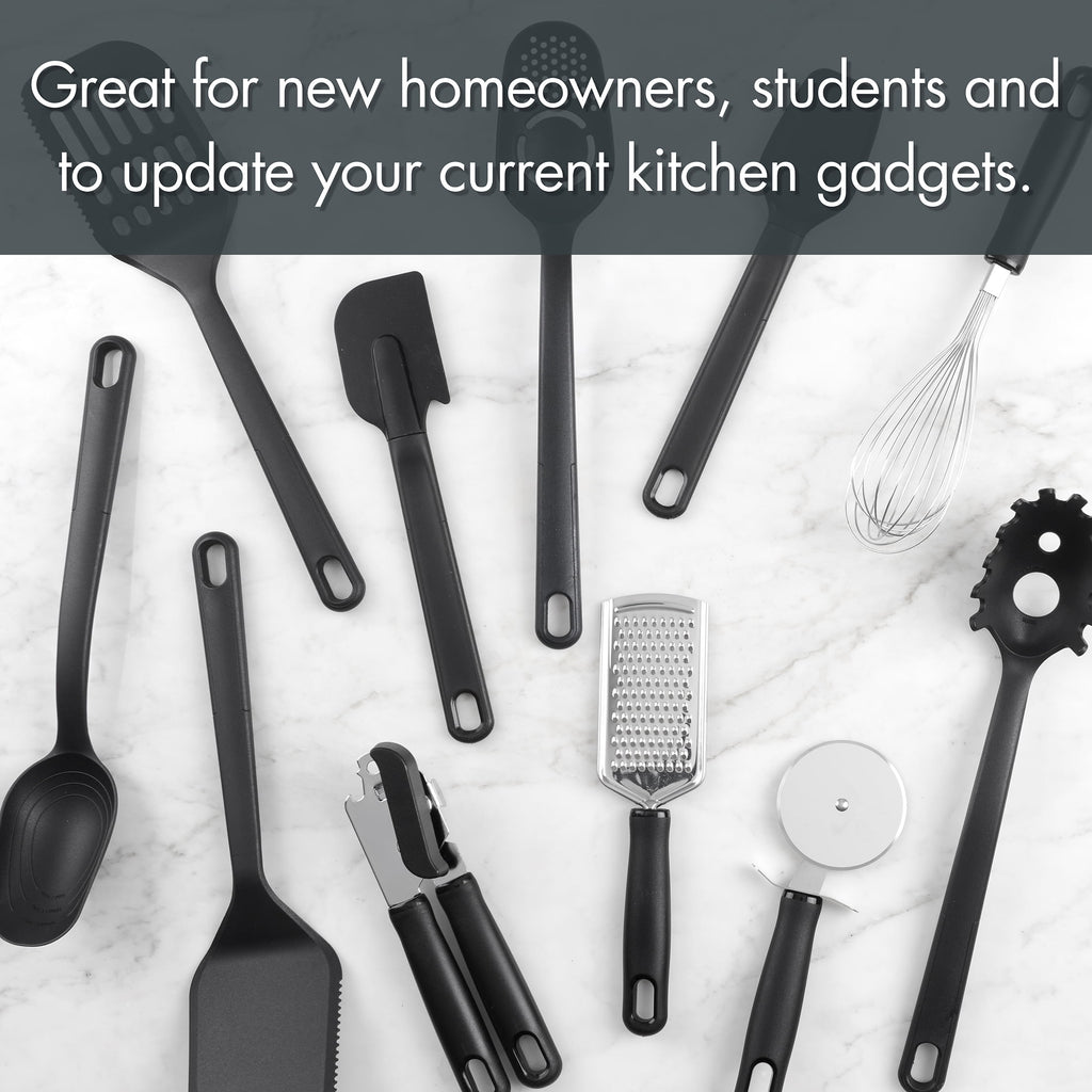 36 Piece Kitchen Gadget Set with Kitchen Cooking Utensils, and Drawer Organizer, Black