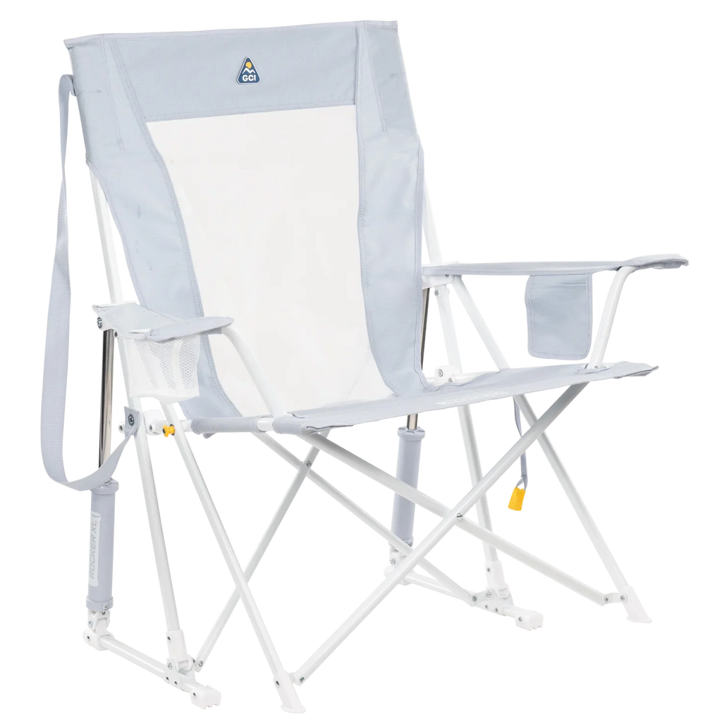 Front right view of the Heathered Light Blue Comfort Pro Rocker XL.